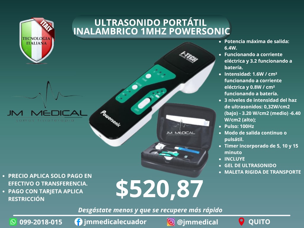 ULTRASONIDO PORTÁTIL INALÁMBRICO 1MHZ POWERSONIC