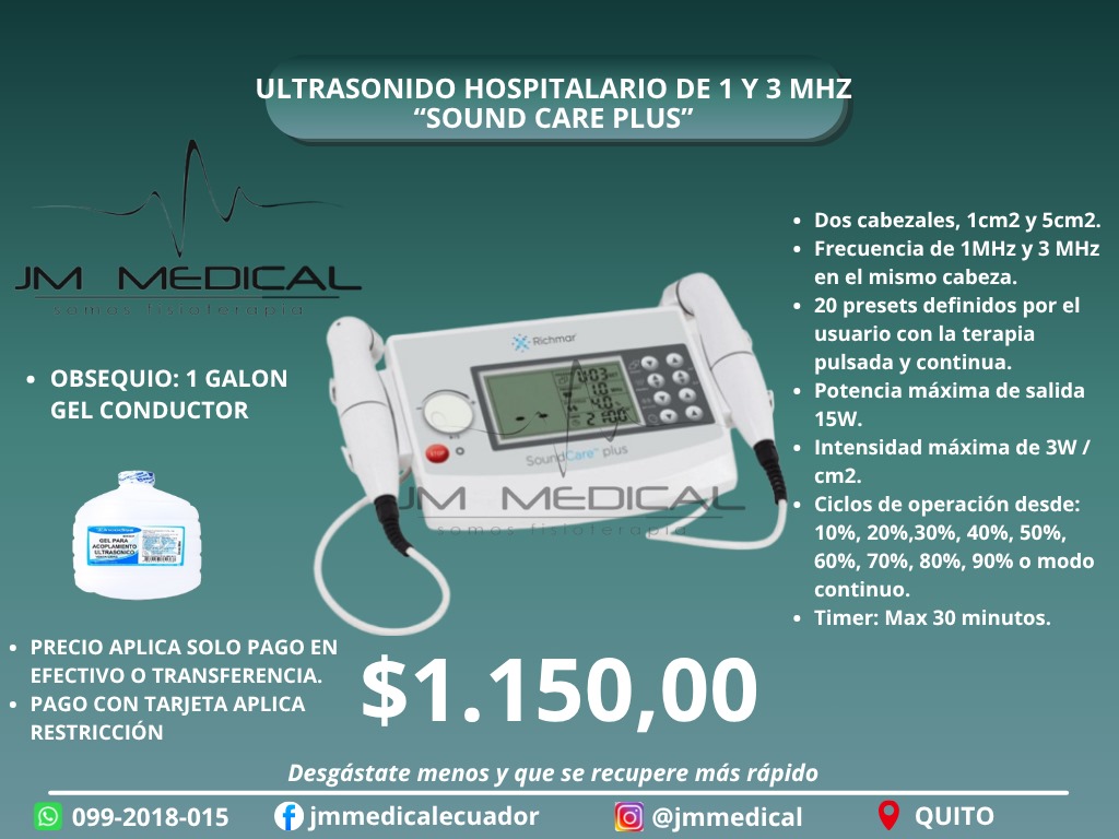 ULTRASONIDO HOSPITALARIO DE 1 Y 3 MHZ “SOUND CARE PLUS”